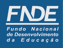 Imagem: Logotipo héfi-hêni-dê-eh. Na parte superior, a sigla héfi-hêni-dê-eh. Em seguida, um traço e o nome: Fundo Nacional de Desenvolvimento da Educação. Fim da imagem.