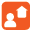 Imagem: Ícone: Atividade para casa, composto pela ilustração da silhueta de uma pessoa e uma casa dentro de um quadrado laranja. Fim da imagem.