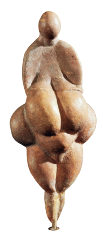 Imagem: Fotografia. Escultura de mulher nua com curvas proeminentes sem braço e rosto. Fim da imagem.