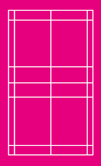 Imagem: Ilustração de um campo com fundo rosa e linhas brancas dividido em quatro retângulos maiores de ambos os lados. E retângulos menores no centro e nas laterais. Fim da imagem.
