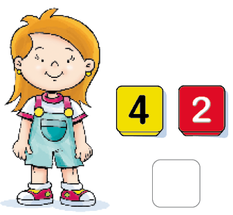 Imagem: Ilustração 2. Uma menina loira está sorrindo. Ao seu lado há os números: 4 e 2. Fim da imagem.