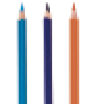 Imagem: Ilustração. Três lápis.  Fim da imagem.