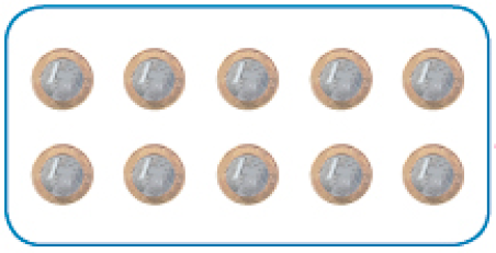Imagem: Fotografia 2. Dez moedas de um real.   Fim da imagem.