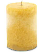 Imagem: Fotografia. Uma vela amarela com formato de cilindro.  Fim da imagem.