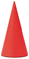 Imagem: Fotografia. Um cone vermelho.  Fim da imagem.