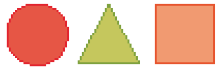 Imagem: Ilustração. Figura 1. Círculo, triângulo, quadrado.   Fim da imagem.
