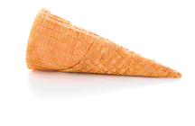 Imagem: Fotografia. Casquinha de sorvete com formato de cone.   Fim da imagem.