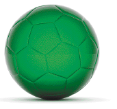 Imagem: Fotografia. Bola verde com formato de esfera.   Fim da imagem.