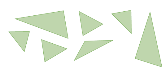 Imagem: Ilustração. Sete triângulos verdes. Fim da imagem.