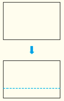 Imagem: Ilustração. Retângulo na horizontal. Em seguida, seta apontando para o retângulo com uma linha pontilhada na horizontal, na parte inferior.  Fim da imagem.