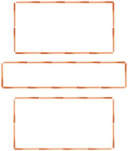 Imagem: Ilustração. Doze palitos formando três retângulos com tamanhos variados. Fim da imagem.