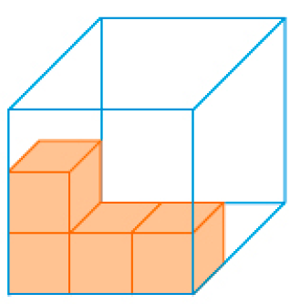 Imagem: Ilustração. Contorno de um cubo grande. Dentro há quatro cubos pequenos. Fim da imagem.