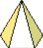 Ilustração. Pirâmide com base hexagonal. A lateral esquerda é amarela, o centro é espaço para resposta e a lateral direita é verde.  
