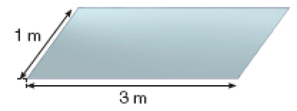 Ilustração. Piso medindo 1 m de comprimento e 3 m de largura.