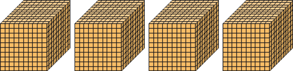 Ilustração. Quatro cubos dourados.