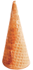 Fotografia. Uma casquinha de sorvete com formato de cone.