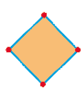 Ilustração. Quadrado com quatro lados e quatro vértices. 