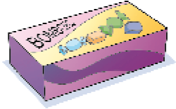 Ilustração. Caixa de bombons com formato de paralelepípedo. 