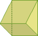Imagem: Ilustração. Prisma de base triangular verde-claro.  Fim da imagem.