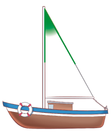 Imagem: Ilustração. Um barco e na vela, destaque para um ângulo pequeno.   Fim da imagem.