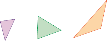 Imagem: Ilustração. Três triângulos com tamanhos variados.   Fim da imagem.