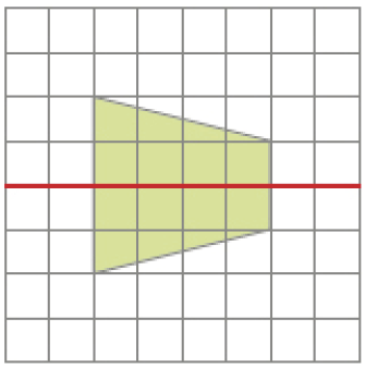 Imagem: Ilustração. Malha quadriculada. No centro há uma reta horizontal sobre um trapézio deitado.  Fim da imagem.