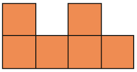 Imagem: Ilustração. Quatro quadradinhos laranja enfileirados. Acima do primeiro e do terceiro há um quadradinho.   Fim da imagem.