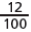 12 sobre 100.##<math><mfrac><mn>12</mn><mn>100</mn></mfrac></math>