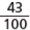 43  sobre 100.##<math><mfrac><mn>43</mn><mn>100</mn></mfrac></math>