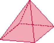 Imagem: Ilustração. pirâmide de base quadrada vermelha.  Fim da imagem.