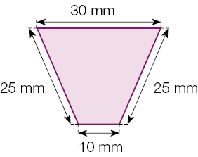 Imagem: Ilustração. Um quadrilátero com as medidas: 25 mm, 10 mm, 25 mm, 30 mm.   Fim da imagem.