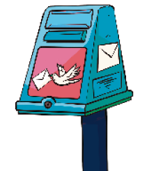 Imagem: Ilustração. Uma caixa de correios. Fim da imagem.