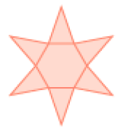 Imagem: Ilustração. Planificação. Uma estrela com seis pontas.   Fim da imagem.