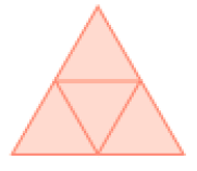 Imagem: Ilustração. Planificação. Um triângulo com um triângulo pequeno dentro.   Fim da imagem.