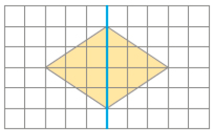 Imagem: Ilustração.  Malha quadriculada. No centro há uma reta vertical sobre um losango.   Fim da imagem.