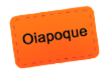 Imagem: Ilustração. Placa laranja com o texto: Oiapoque.   Fim da imagem.