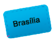 Imagem: Ilustração. Placa azul com o texto:  Brasília.   Fim da imagem.