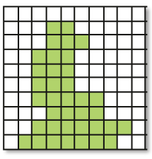 Imagem: Ilustração. Malha quadriculada composta por cem quadradinhos e trinta e sete estão pintados de verde. Fim da imagem.