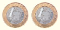 Imagem: Fotografia. Duas moedas de um real. Fim da imagem.