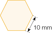 Ilustração. Um hexágono com 10 mm.