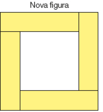 Ilustração. Nova figura. Dois retângulos na vertical e dois na horizontal sobrepostos, formando um quadrado vazado. 