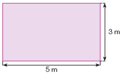 Ilustração. Retângulo com 3 m de comprimento e 5 m de largura.
