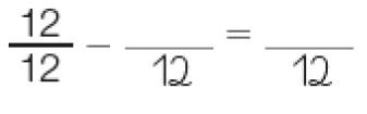 Imagem: Fração: 12 sobre 12 menos espaço para resposta sobre 7 = espaço para resposta sobre 12. Fim da imagem.