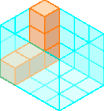 Imagem: Ilustração. Caixa transparente e dentro há cinco cubos laranja. Ao lado, espaço para mais trinta e um cubos.   Fim da imagem.