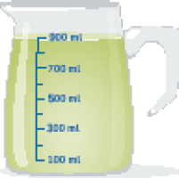 Imagem: Ilustração. Uma jarra com 900 mL de suco.   Fim da imagem.