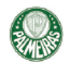 Brasão do Palmeiras-SP, composto por um círculo verde, no centro a letra “P“, abaixo o nome do time. 