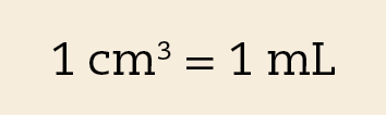 Um centímetro cúbico é igual a um mililitro.
