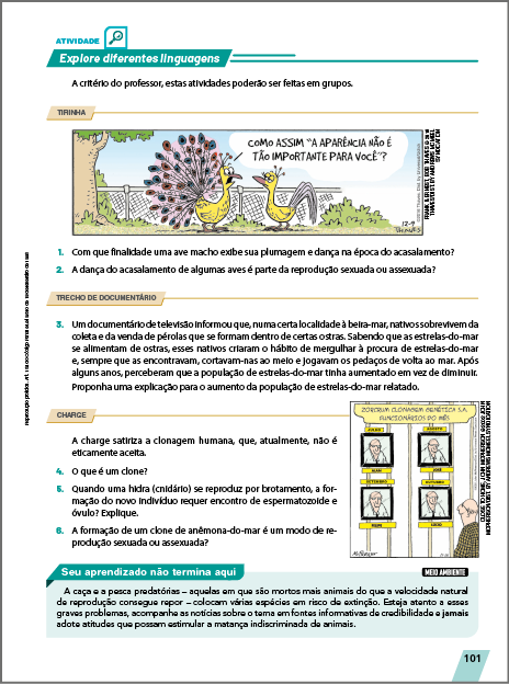 Miniatura da página do livro com a seção Explore diferentes linguagens. Composta por textos e imagem.