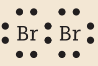 Imagem de fórmula eletrônica representada por 3 pares de pontos ao redor de duas letras B alinhadas, e um par de pontos entre as letras.