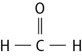 Esquema g. C, duas ligações simples com H e uma ligação dupla com O.